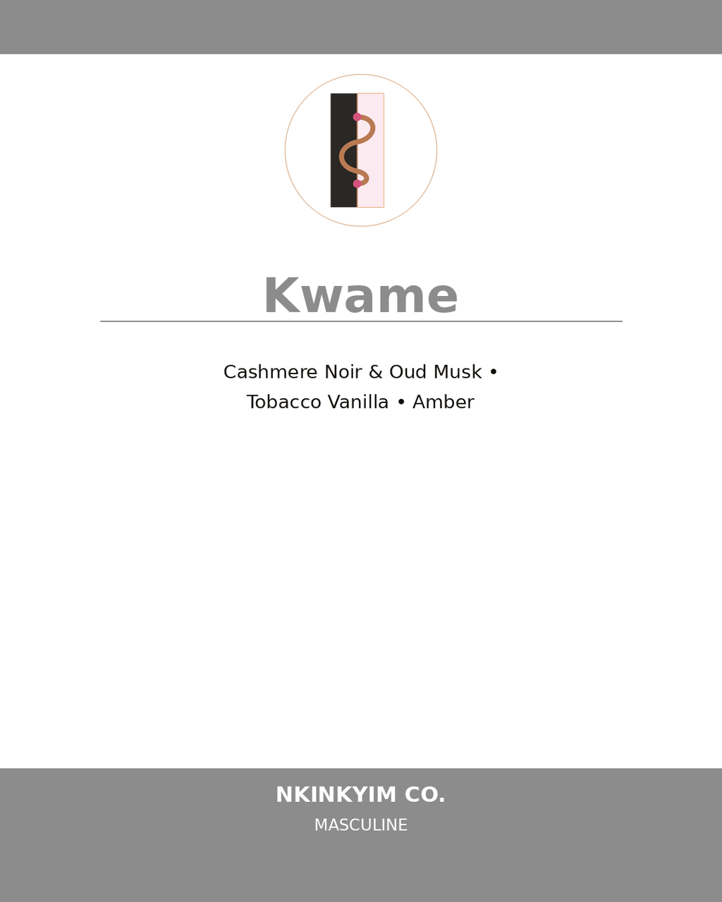 Kwame scent label – Nkinkyim Co. masculine body wash